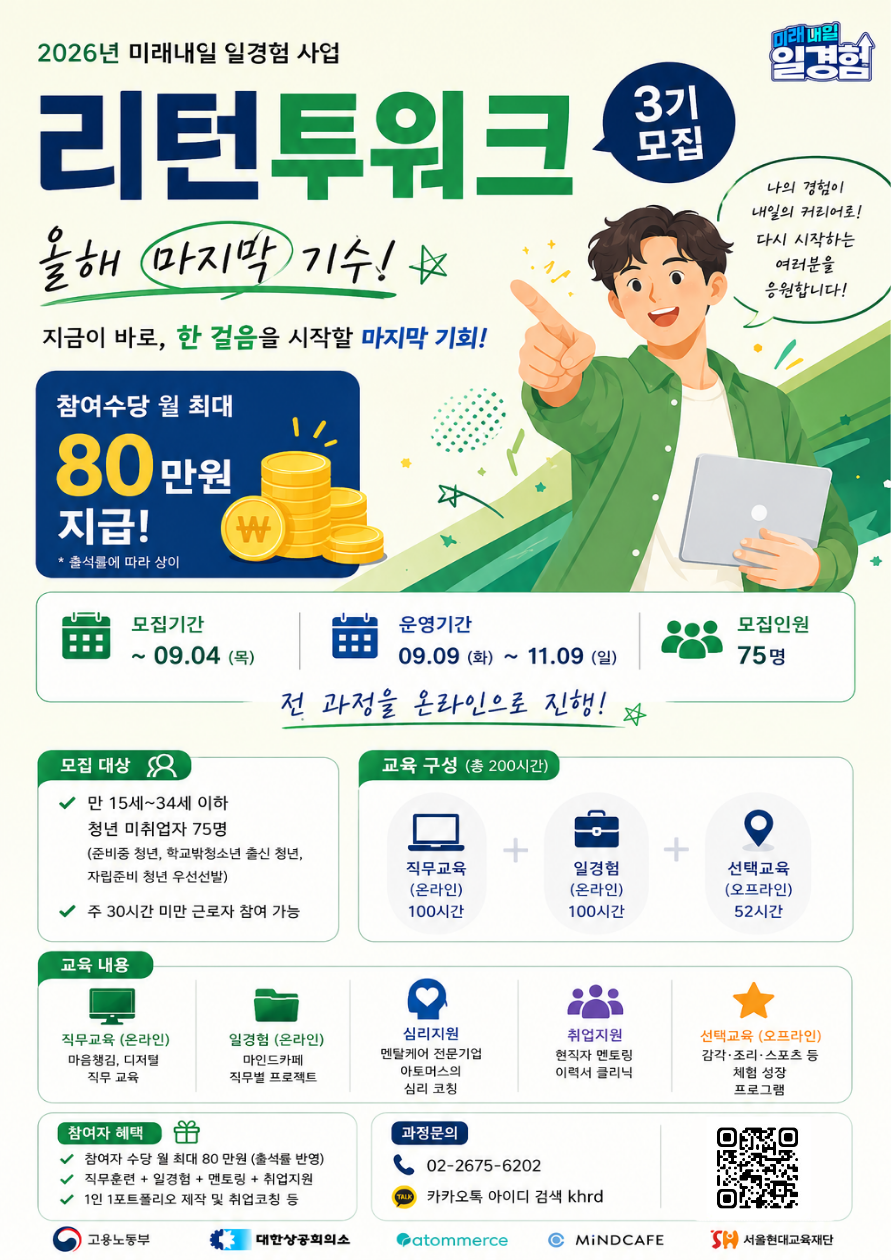 (재)서울현대교육재단 <미래내일 일경험 리턴 투 워크-마인드카페와 함께하는 한걸음 챌린지_3기>