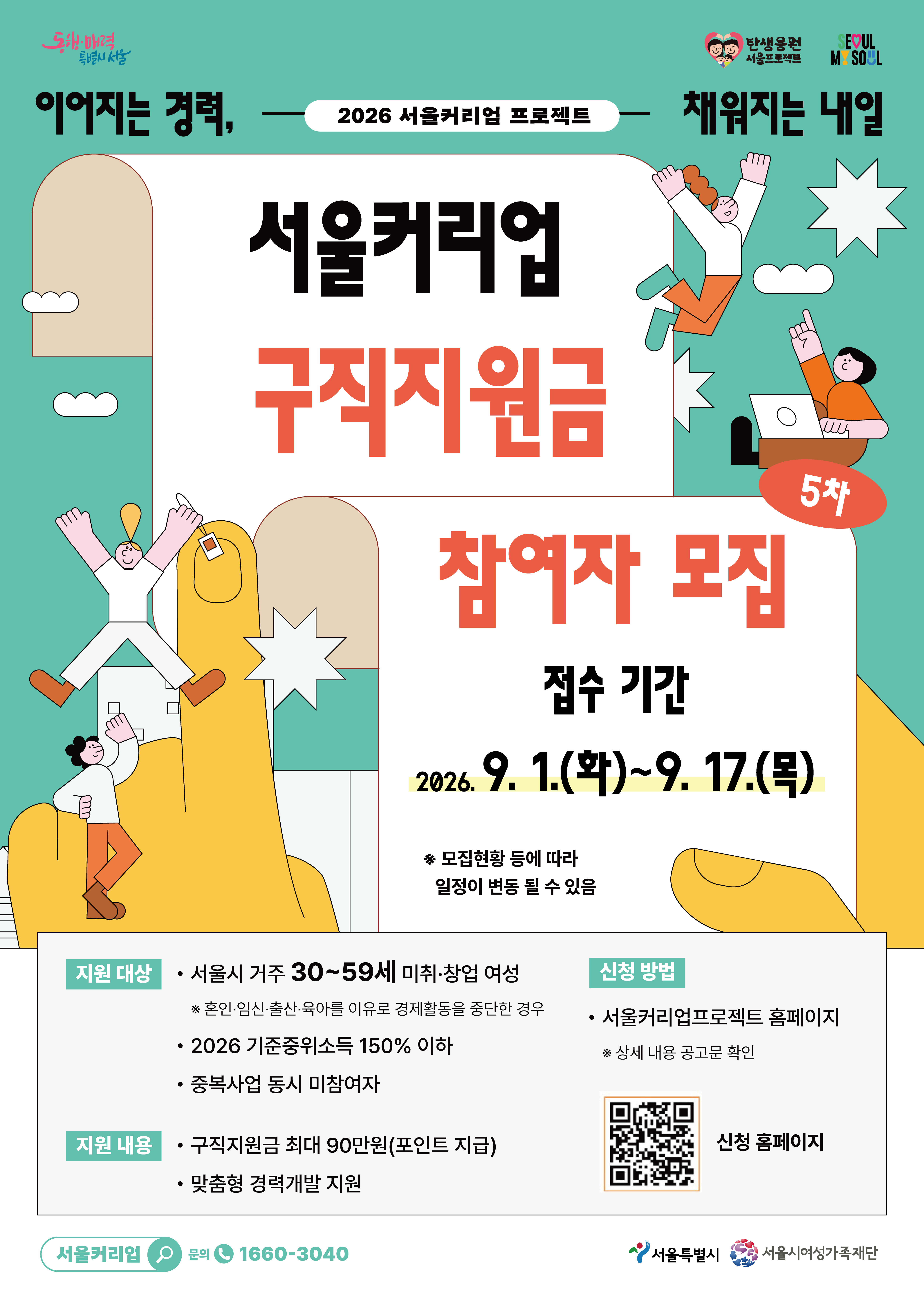 서울시여성가족재단 <2026 서울커리업 구직지원금 지원대상자 5차 모집> 안내