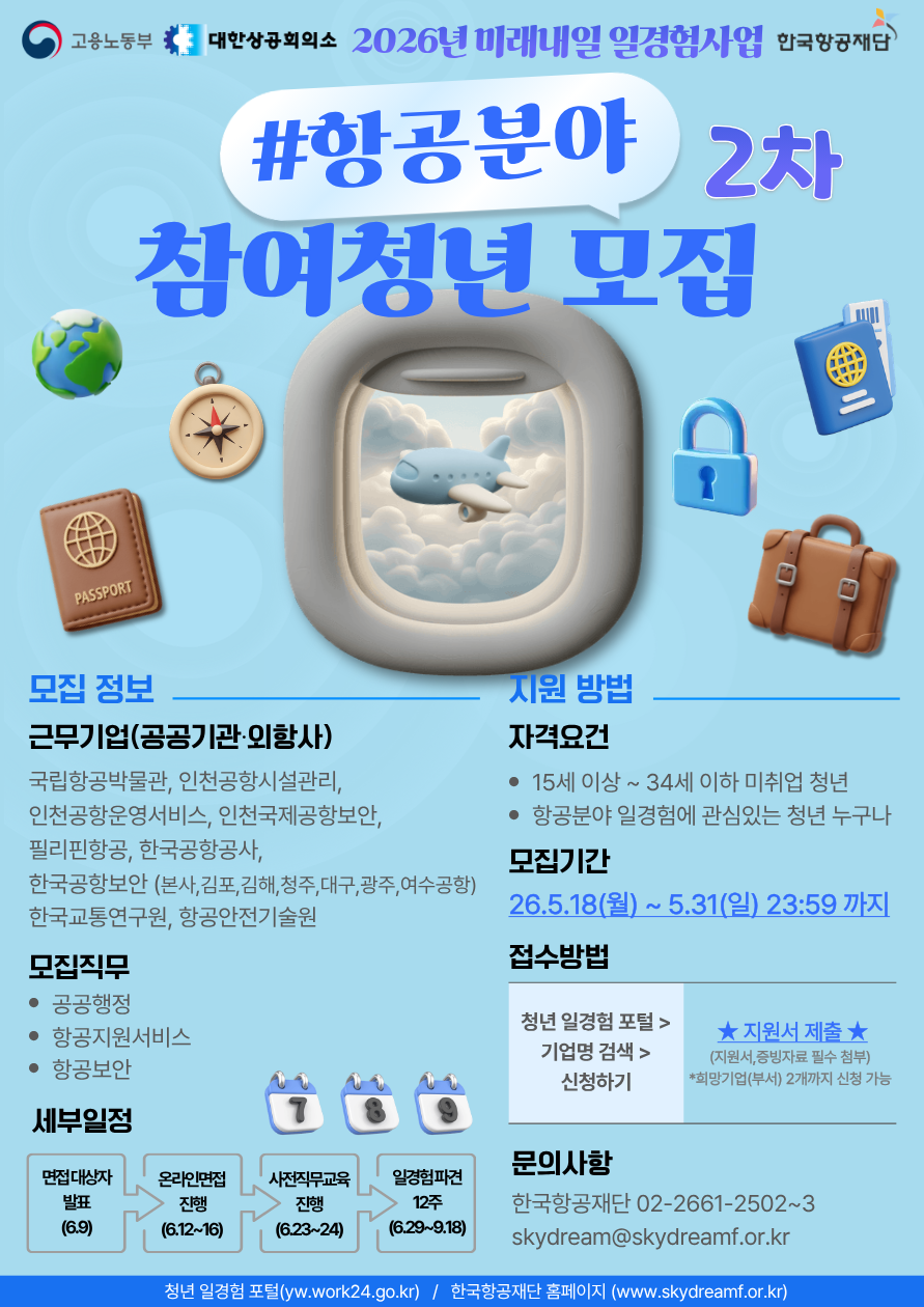 한국항공재단 <고용노동부 미래내일 일경험 사업> 안내